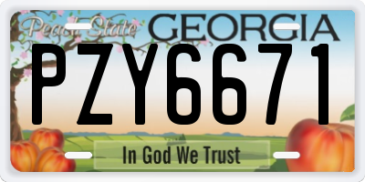 GA license plate PZY6671