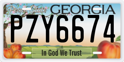 GA license plate PZY6674