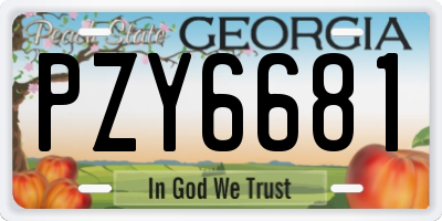 GA license plate PZY6681