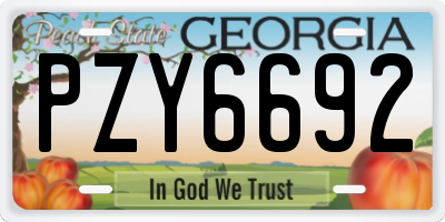 GA license plate PZY6692