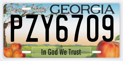 GA license plate PZY6709