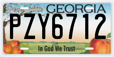 GA license plate PZY6712