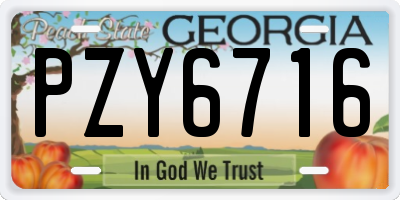 GA license plate PZY6716