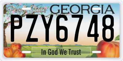 GA license plate PZY6748