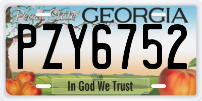 GA license plate PZY6752