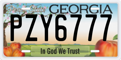 GA license plate PZY6777