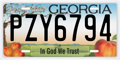 GA license plate PZY6794