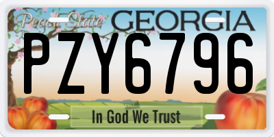 GA license plate PZY6796
