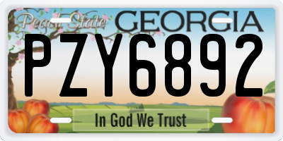 GA license plate PZY6892