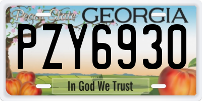 GA license plate PZY6930