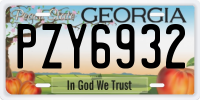 GA license plate PZY6932