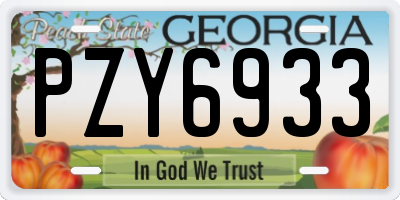GA license plate PZY6933