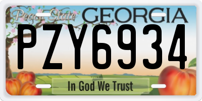 GA license plate PZY6934
