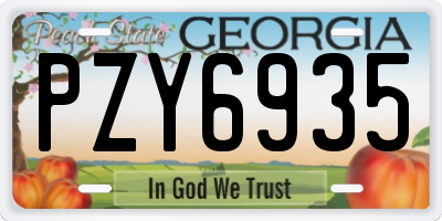 GA license plate PZY6935