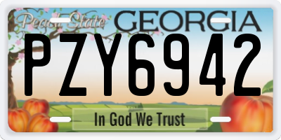GA license plate PZY6942