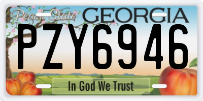 GA license plate PZY6946