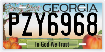 GA license plate PZY6968