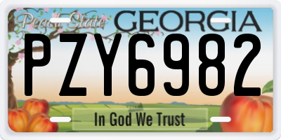 GA license plate PZY6982