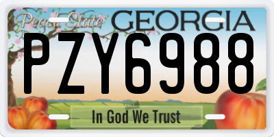 GA license plate PZY6988