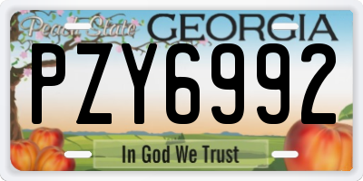 GA license plate PZY6992
