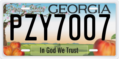 GA license plate PZY7007