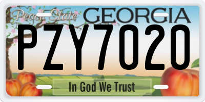 GA license plate PZY7020