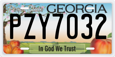 GA license plate PZY7032