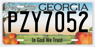 GA license plate PZY7052