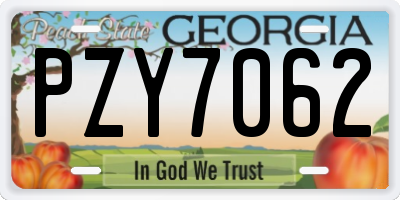 GA license plate PZY7062