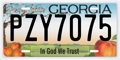 GA license plate PZY7075