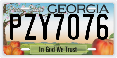 GA license plate PZY7076