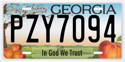 GA license plate PZY7094