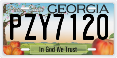 GA license plate PZY7120