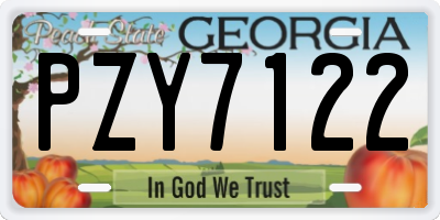 GA license plate PZY7122