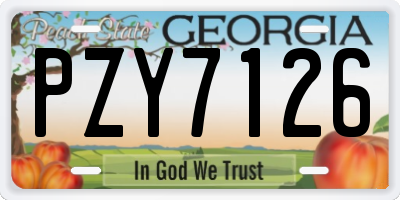 GA license plate PZY7126