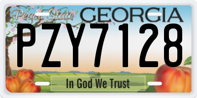 GA license plate PZY7128