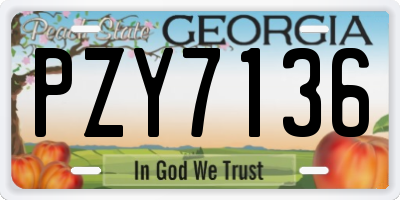 GA license plate PZY7136