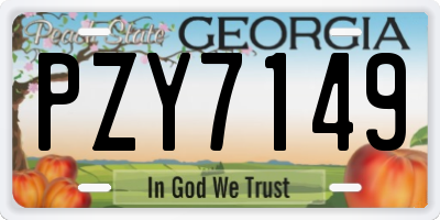 GA license plate PZY7149