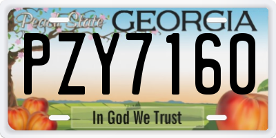 GA license plate PZY7160