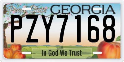 GA license plate PZY7168