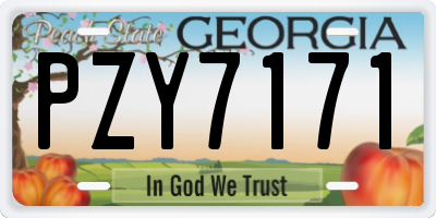 GA license plate PZY7171
