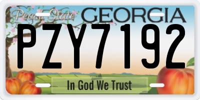 GA license plate PZY7192
