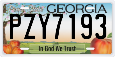 GA license plate PZY7193
