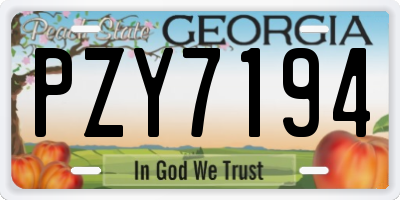 GA license plate PZY7194