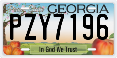 GA license plate PZY7196
