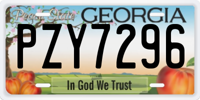 GA license plate PZY7296