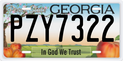 GA license plate PZY7322