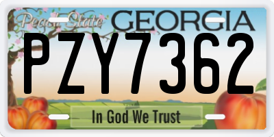 GA license plate PZY7362