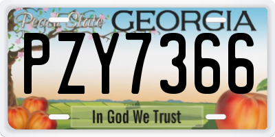 GA license plate PZY7366