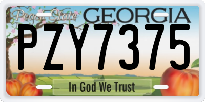 GA license plate PZY7375